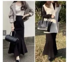 【美品】ハイウエストマーメイドツイルスカート（rut596）