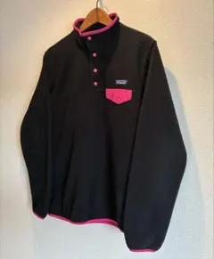 patagonia スナップT フリース L ブラックxピンク パタゴニア