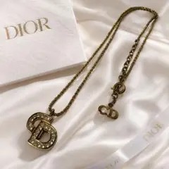 Dior CDロゴ ラインストーン ネックレス ゴールド - メルカリ