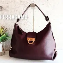 良品 フェラガモ ガンチーニ レザー ショルダーバッグ 鞄 トート ハンドバッグ