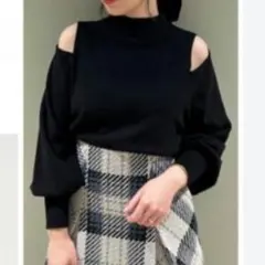 snidel オフショルダー 黒 ニットセーター