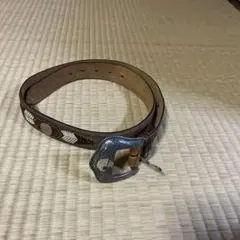 ブラウンレザー ベルト 装飾バックル