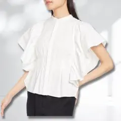 DOUBLE STANDARD CLOTHING フリルスリーブ ブラウス 白のサムネイル