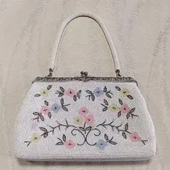 【昭和レトロ】ビーズ花柄ハンドバッグ