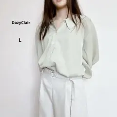 DazyClair ミントグリーン ブラウス 長袖 春 襟付き 淡色コーデ L