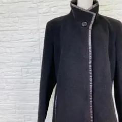 アンゴラ65%【EMILE ZOLA】マキシ丈ロングコート 日本製 ブラック M 