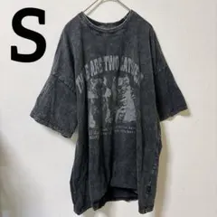 匿名配送❣️ヴィンテージ感　猫　プリント ダークグレー Tシャツ[S]半袖