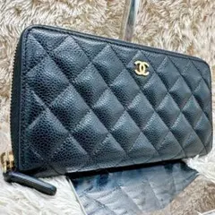 【未使用級】CHANEL 長財布 ラウンドファスナー マトラッセ ブラック