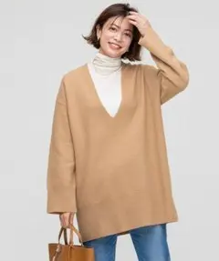 ■美品 23区 雑誌non-no掲載 ボイルドウール 深V ニット プルオーバー