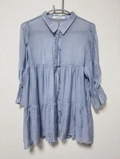 アズノウアズ　ティアードブラウス　シアー　羽織り　ライトブルー
