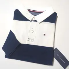 新品タグ付き トミーヒルフィガー ラガーシャツ 紺x白 ボーイズ6