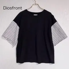 Diosfront ディオス デザイン Tシャツ L ブラック ツイード風 韓国のサムネイル