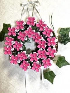折り紙◆お花のリース◆ピンク色