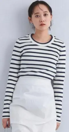 3点分グリーンレーベルリラクシング　長袖カットソー　ボーダー　ホワイトブラック green label relaxing（グリーンレーベルリラクシング） tシャツ