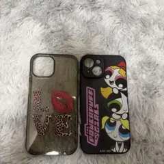 iPhoneケース 2点セット レオパード柄・パワーパフガールズ