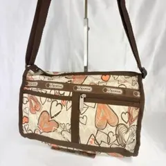 LeSportsac レスポートサック ハート柄 ショルダーバッグ 茶系