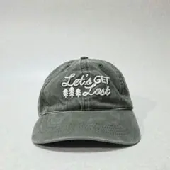 (古着)キャップ メッセージ オリーブ 刺繍 アウトドア フェード アメカジ