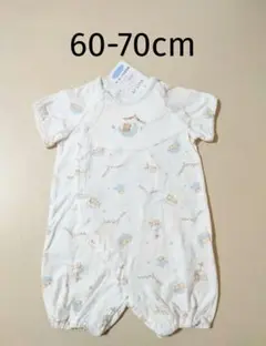 新品 半袖ロンパース 60-70cm 新生児カバーオール くまさん ブルー