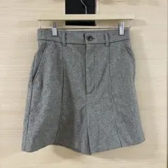 ヘリンボーン柄 グレー ハイウエストショートパンツ