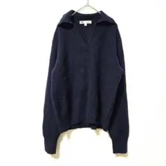 【UNIQLO】ユニクロ プレミアムラムポロセーター 長袖 ネイビー (XL)