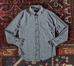 USA古着 チェック柄 ネルシャツ ネイビー L