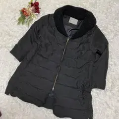 【フェリシモ】ボア襟付き ブラックダウンジャケット(3L)大きめサイズ　防寒