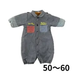 ボア裏起毛デニム風ロンパース カバーオール50〜60
