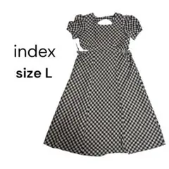 index ギンガムチェック ワンピース Lサイズ パフスリーブ