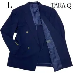 極美品✨TAKA Q ダブル 紺ブレ 金ボタン テーラードジャケット L