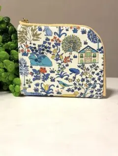 リバティー 生地　限定スペシャル(シンボルズ)【ブルー】L字コンパクト財布