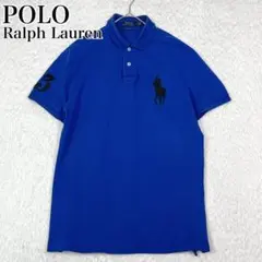 ポロ ラルフローレン ビッグポニー 刺繍 半袖 ポロシャツ ナンバリング ３ 青