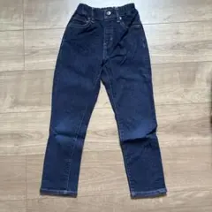 ダークブルーデニムストレートパンツ ウエストゴム