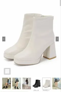 GRL スクエアトゥチャンキーヒールブーツ gd1528