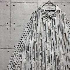 ニコアンド 総柄ストライプシャツ ビッグシルエット Ｌ