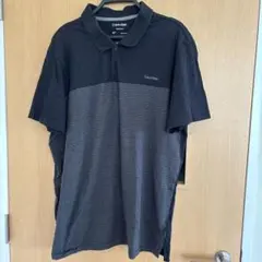 Calvin Klein ポロシャツ ダークグレー ストライプ
