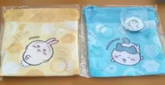 ちいかわ×くら寿司 巾着（うさぎ・ハチワレ）＆缶バッジ（ハチワレ）