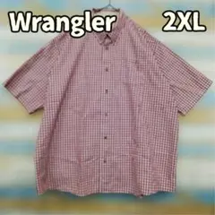 ラングラー ギンガムチェック 半袖シャツ 夏用 赤 2XL【お408】のサムネイル