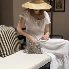 シルバー メタル チェーン バッグ
