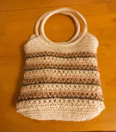 ストライプ編み物トートバッグ