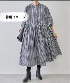 ギンガムチェックロングワンピース