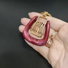 【値下げ】レッドフープ型ビンテージネックレス