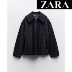 ZARA ザラ コントラストパフジャケット 襟付きダウンコート ダウンジャケット