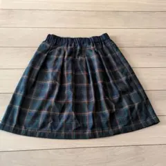チェック柄フレアスカート ウエストゴム LL