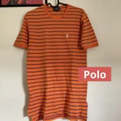 ポロシャツ　オレンジ　ボーダー