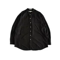 【希少】90s ペリーエリス レーヨンシルク 長袖ノーカラーシャツ 柄 XLのサムネイル