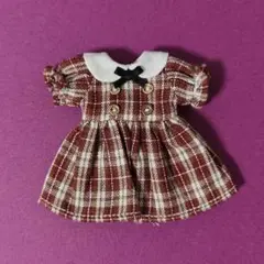 オビツ11サイズ チェック ワンピース レッド