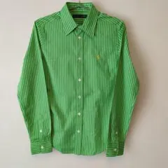 【新品】Ralph Lauren ストライプシャツ　グリーン 11号 L　y2k