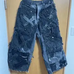 リメイクデニム ワイドレッグパンツ