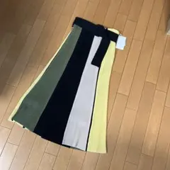 ☆未使用☆ミラオーウェン　リブ編みマルチカラーロングスカート
