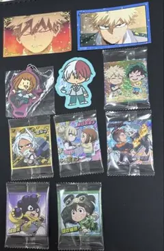 僕のヒーローアカデミア ウエハースシール6枚 爆豪ステッカー2枚 他グッズ2点
